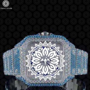Charm Jewells – montre de luxe pour femmes, boîtier rectangulaire, cristal saphir, quartz analogique, 38mm, pierres précieuses, bracelet, fermoir papillon - Product Image 1