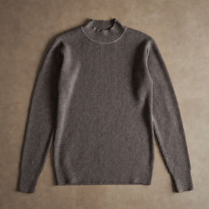 Suéter de Punto Acanalado para Mujer, Cuello Alto Simulado, Corte Ajustado, Manga Larga, Transpirable, Antiarrugas, Forro de Lana y Viscosa, Alta Calidad - Product Image 3