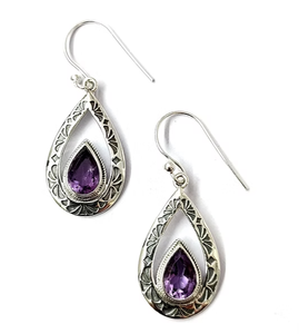 Amethyst Gemstone <b>Drop</b> <b>Earrings</b> 925 Sterling <b>Silver</b> Elegant and Luxurious Jewelry Accessory for Women - Product Image 2