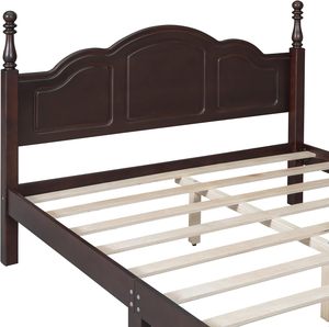 Lit Queen Isyana en bois d'acajou de haute qualité avec finition brun foncé pour chambre à coucher - Product Image 5