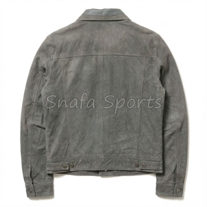 New Arrival Hot Sale Biker Casual Fashion Real Leather <b>Jacket</b> For <b>Men</b> New Fashion Turn Down Collar Solid Color Leather <b>Jackets</b> - Product Image 2