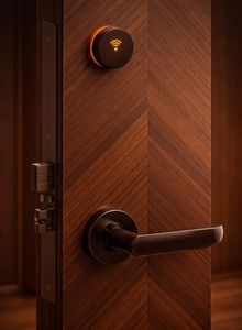 RFID Hotel Split Door <b>Lock</b> SS304 Smart <b>Key</b> Card <b>Lock</b> with Mechanical Backup – Fox Domotics FDHL-S190-BN - Product Image 5