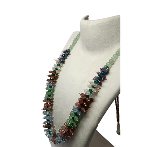 Collier court en pierres précieuses naturelles, perles ovales lisses, améthyste, quartz fraise, quartz bleu, quartz rose, bijoux faits à la main, prêts à porter - Product Image 4