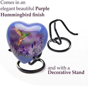 Royal Aluminum Heart Shape Cremation <b>Keepsake</b> Urn Memorial Tribute Holder Designed With Durable Secure Closure - Product Image 3