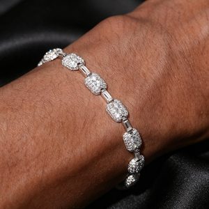 <b>Iced</b> <b>Out</b> Moissanite Link Bracelet Solid S925 Silver Hip Hop Bling Baguette <b>Chain</b> Streetwear Luxury Statement Jewelry - Product Image 2