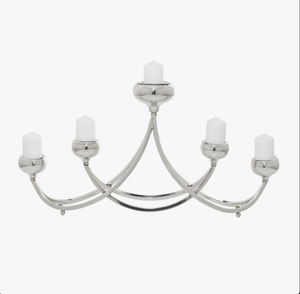 Wholesale Silver Metal 5-Arm Candelabra Modern Curved <b>Arch</b> Pillar <b>Candle</b> Holder Stand Table Centerpiece Wedding Home Decor - Product Image 2