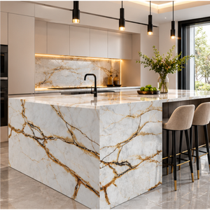 SOON CERAMIC LLP Dalle de marbre haut de gamme TAJ MAHAL Calcite Grande polie Moderne Écologique Design 3D pour Mur de Salon - Product Image 1