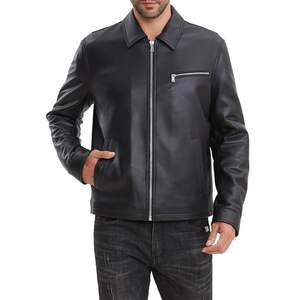 Wholesale Casual Leather <b>Jacket</b> For <b>Men</b> Solid Color Warm Plus <b>Velvet</b> Biker Style <b>Men</b> Leather <b>Jacket</b> Hooded Customized Motorbike - Product Image 3