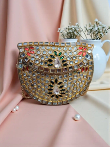 Bolso de Moda con Diseño Kundan Indio, Bolso de Hombro de Lujo para Mujer, Bolso de Mano para Bodas y Fiestas - Product Image 1