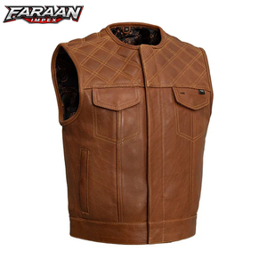 OEM Hand Made <b>Men's</b> Classic <b>Vest</b> High Quality <b>Leather</b> Plus-Size Sleeveless Motorcycle Outer Wear <b>Vest</b> For Sale - Product Image 1