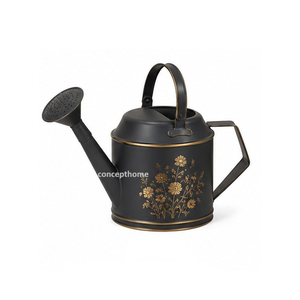 Arrosoir en métal crème avec motif floral, poignée en laiton, capacité de 1,5 L, revêtement en poudre écologique, durable, pour usage en jardinage - Product Image 4
