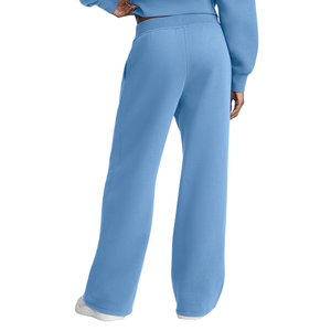 Women's Quarter Zip High Neck Crop Top with Wide Leg Open Hem <b>Trousers</b> Two Piece Relaxed Tracksuit Drawstring Waist Long Sleeves - Product Image 5