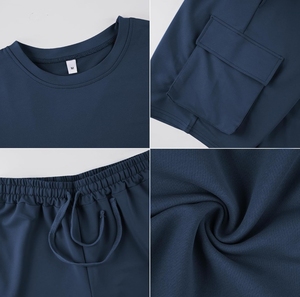 Ensemble T-shirt et short en maille respirant pour homme, été, décontracté, séchage rapide, logo personnalisé, haute qualité, 100% coton, personnalisable - Product Image 5