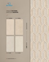 Carrelage mural biseauté en porcelaine mate antidérapante décorative géométrique de 6 mm, adhésif, revêtement mural moderne pour intérieur, 600*1200 mm