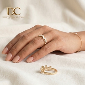 Anillo de Oro Amarillo Sólido de 14 Quilates con Diamantes Cultivados en Laboratorio con Corte Baguette para Mujer, Joyería Elegante Hecha a Mano para Ocasiones Especiales - Product Image 4