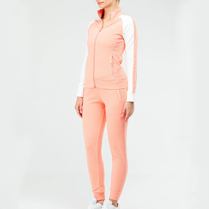 Conjunto deportivo de dos piezas para mujer, chándal al por mayor, cómodo, con logo personalizado impreso, con cremallera, para correr. - Product Image 1