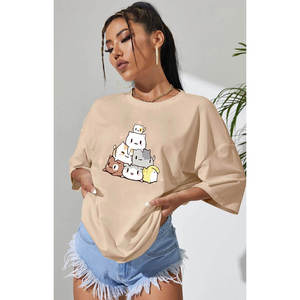 Camiseta Holgada Extra Grande de Felpa Ecológica Vintage para Mujer, con Botones y Logotipo Personalizado, Venta al Por Mayor - Product Image 1
