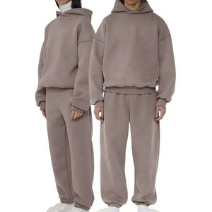 Casual Winter Eco-Friendly Solid Hooded Sweatpants and Hoodie Set Unisex Joggers Customized Men Windproof Heavyweight <b>Tracksuit</b> - Product Image 3