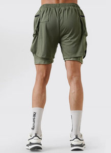 Pantalones Cortos Cargo de Lona Transpirable para Hombre, Multibolsillos, Casuales, Tácticos, 2 en 1, con Bolsillo en la Cintura para Entrenamiento Deportivo - Product Image 2