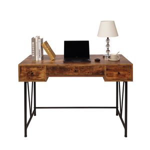 Bureau d'ordinateur moderne rétro en panneaux de particules avec revêtement Triamine et tubes en fer, 120 cm, design 3 pompes - Product Image 5