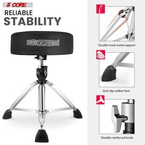 Drum Throne 4-Inch Thick <b>Padded</b> Swivel <b>Stool</b> 400Lb Capacity Adjustable Drummer Chair - Product Image 2