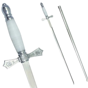 ดาบเหล็กทำมือ ใบดาบตรง ด้ามหนัง ประดับทอง ของสะสม ดาบติดผนัง - Product Image 6