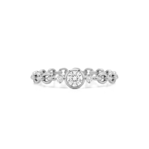 DEF Color VS VVS Clarity 14K 18K Solid <b>Gold</b> Round Lab Grown Diamond Chain Link <b>Ring</b> Bezel <b>Set</b> Minimalist Stackable Dainty <b>Ring</b> - Product Image 3