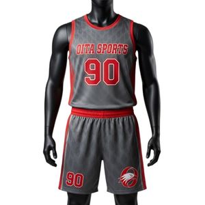 Conjunto de Uniforme de Lacrosse Sublimado en Gris y Rojo para Hombre, Uniforme Deportivo de Poliéster para Equipos, Ropa Deportiva Ligera para Entrenamiento y Alto Rendimiento - Product Image 1