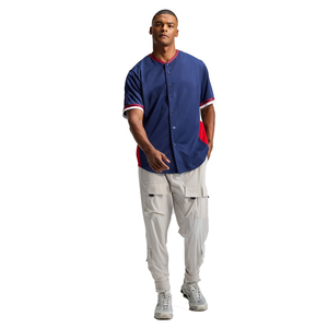 Maillot de baseball pour homme à manches courtes, boutonné sur le devant, color-block, en polyester, coupe classique, pour adulte, toutes saisons, respirant - Product Image 1