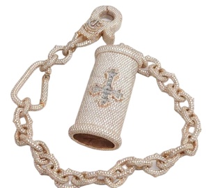 White Round Shape Moissanite Sterling Silver HIP HOP <b>Customized</b> <b>Lighter</b> case Pendant Beautiful Moissanite Pendant - Product Image 1