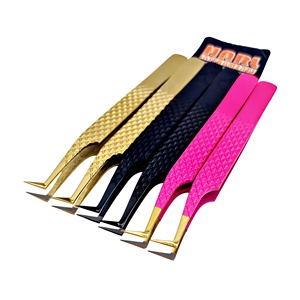 Fiber Tips Eyelash Extension Tweezers Multi-Color Short Thick Tip 90 Angle Boot Eyelashes Tweezer Eyelash Beauty Tools - Product Image 3