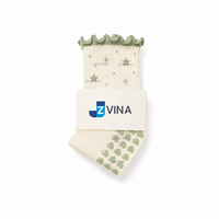 Calcetines de Algodón Personalizados Antideslizantes con Diseño de Estrellas y Agarres en Forma de Corazón, Largura hasta el Tobillo, para Uso Diario, Temporada de Primavera