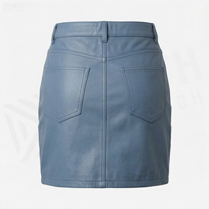 Women High Waist Faux Leather Mini Pencil Skirt With Pocket Shiny Solid Color Minimalist Design All Seasons Wear - Product Image 2