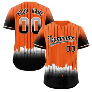 Maillot de baseball personnalisé à manches courtes, respirant, avec ourlet dégradé classique pour les vêtements de sport d'équipe, uniforme de baseball - Product Image 2