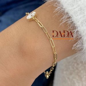 สร้อยข้อมือเพชรทรงรีรักษาทรงรูปไข่  ทอง 14K ชุบโรเดียม  ได้รับการรับรองจาก IGI สำหรับผู้หญิง ดีไซน์เรียบหรู สง่างาม - Product Image 5