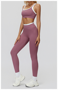 Ensemble de fitness pour femmes, soutien-gorge de sport et leggings taille haute, vêtements de sport extensibles pour la gym, le yoga, l'entraînement, la course à pied, le quotidien, confortables - Product Image 2