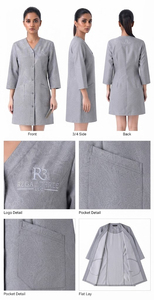 Vestes à manches longues pour femmes, vestes de barbier à col en V, vestes de barbier personnalisées avec logo, vestes de coiffeur - Product Image 5
