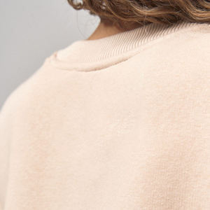 Sweat-shirt oversize à col rond pour femme, manches longues, couleur unie, tricoté en coton et fibre de bambou, épaules tombantes, haut décontracté d'automne - Product Image 5