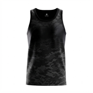 Débardeur formel bleu uni pour femme, col rond, séchage rapide, respirant, écologique, longueur standard, en polyester tricoté, avec logo frontal - Product Image 2