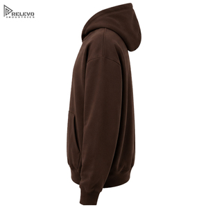 Sudadera con Capucha Oversize de Forro Polar Grueso para Hombre, Hombros Caídos, Marrón Oscuro, con Logotipo Personalizado, Venta al por Mayor - Product Image 3