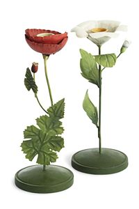 Blooming Garden Candle Holder Hand-Painted Metal Taper Stand with <b>Leaves</b> & Flowers - Product Image 4