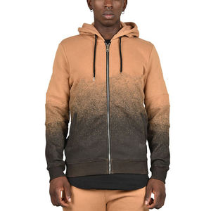 Sudadera con capucha negra para hombre, corte ajustado, con cremallera completa, informal, mezcla de algodón, ligera, estilo urbano. - Product Image 6