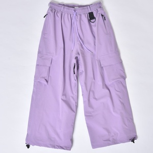 Unisex Purple Polyester Cargo <b>Pants</b> With Drawstring Waist And Side Pockets Breathable Lightweight Design For Adults - Product Image 1