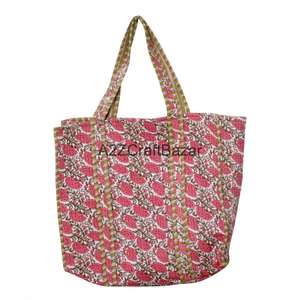 Sac de plage grand format en coton matelassé à imprimé rayé fait main, écologique, pour femmes, avec longue poignée, style bohème, pour le shopping quotidien - Product Image 4