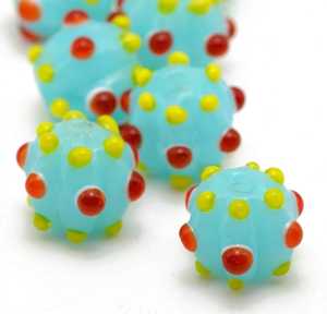 Perles en verre soufflé à la main, rondes et en forme de fleur, à pois, pour la création de bijoux DIY - Product Image 1