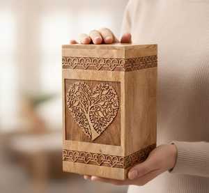Urna Funeraria de Madera de Palisandro Indio con Grabado del Árbol de la Vida para Cenizas Humanas y de Mascotas, Caja Rectangular Conmemorativa para Decoración del Hogar - Product Image 4