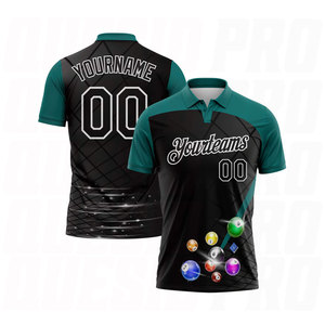 .Custom Black Teal White Billiard Balls Performance Polo Shirt Sublimation Custom Logo Team Polo Golf <b>Bowling</b> Snooker Billiards - Product Image 1