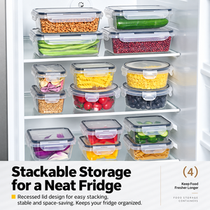 Juego de Recipientes Herméticos para Almacenamiento de Alimentos, Plástico Transparente, Apilables, Organizadores para Refrigerador de Cocina - Product Image 2