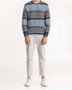 Pull-over décontracté en tricot pour homme, col à revers, coupe ample, en coton, col rond, manches longues - Product Image 1