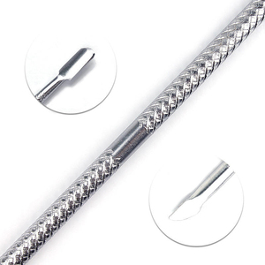 Kit d'outils professionnel double-embout en acier inoxydable pour repousser les cuticules, 130 mm, pour manucure et soin des ongles, avec poignées colorées - Product Image 3